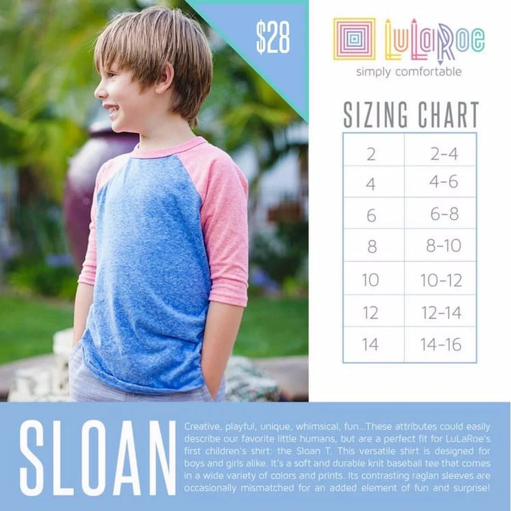 New With Tags! Unisex LuLaRoe Sloan 3/4 Sleeves Raglan Top Size 4 - Picture 7 of 7